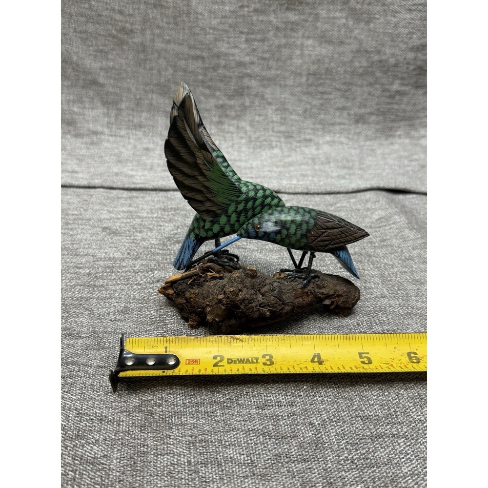 John Madison 2 Hummingbird Hand Carved Small Sculpture Driftwood Vintage